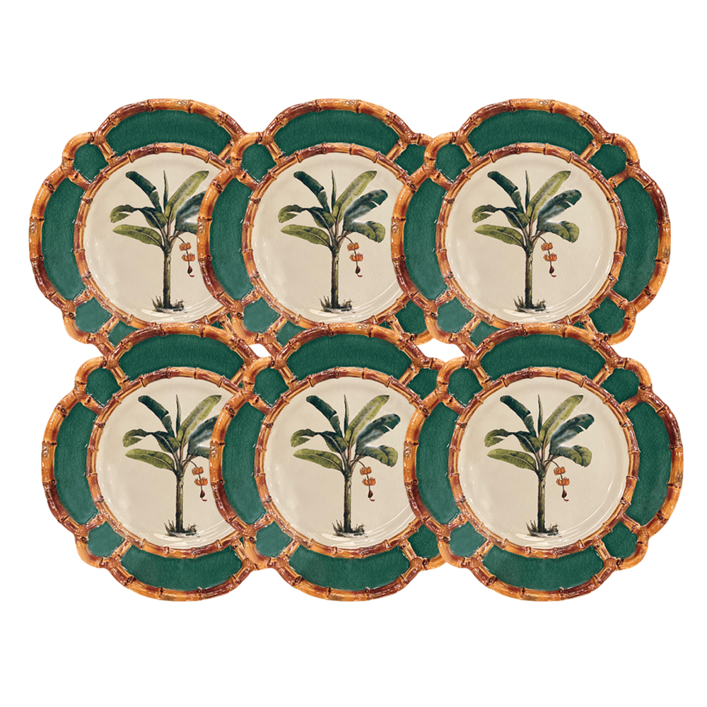 APARELHO DE JANTAR BORDA BAMBU DE MELAMINA COM 18 PEÇAS