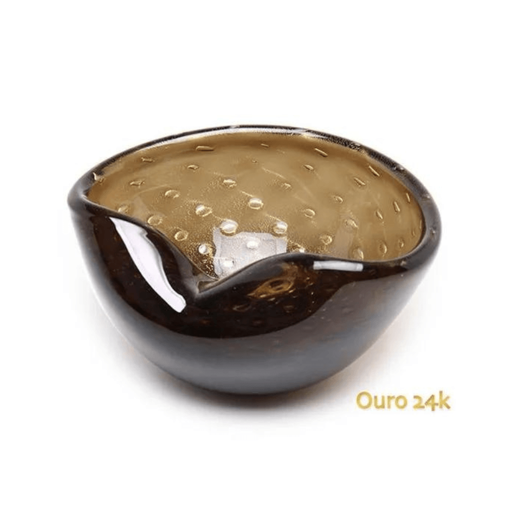 BOWL TELA OURO 24K DE CRISTAL 18CM