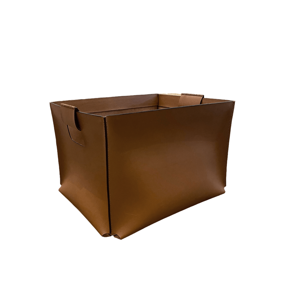 CESTO HAVANA DE COURO 40X32X29CM