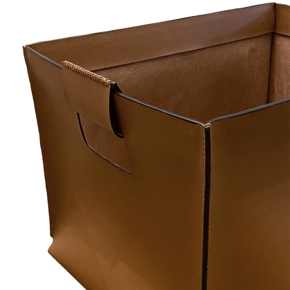 CESTO HAVANA DE COURO 40X32X29CM