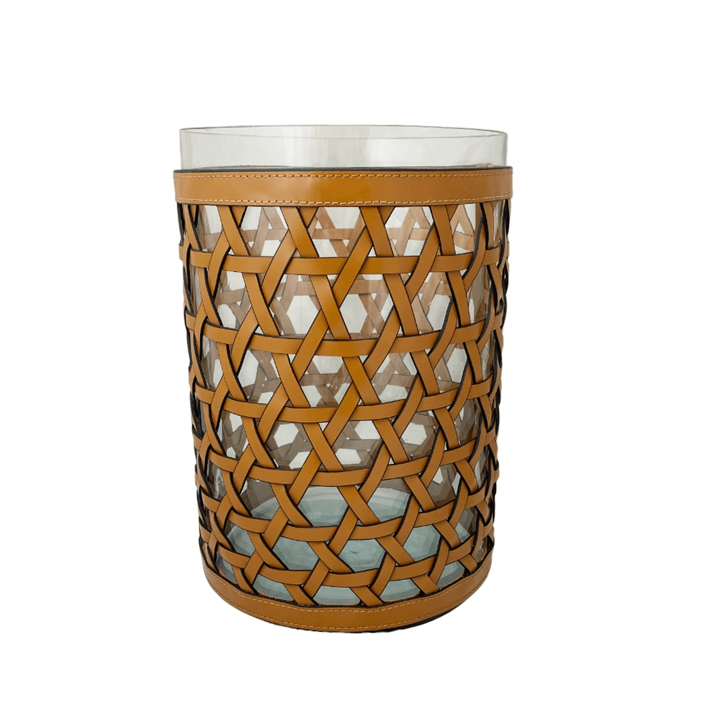 VASO TRAMA MARROM DE VIDRO 28,5CM