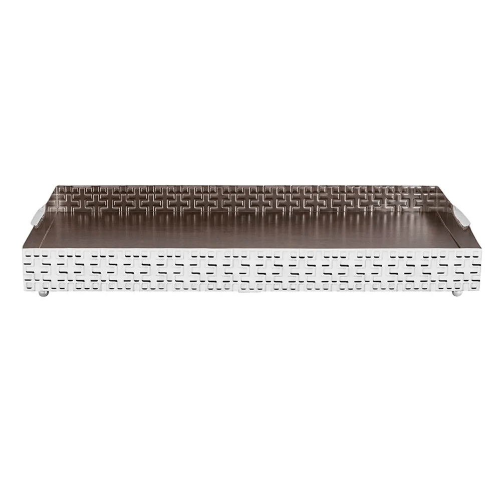 BANDEJA LEGACY DE PRATA E MADEIRA 60X40CM ST. JAMES