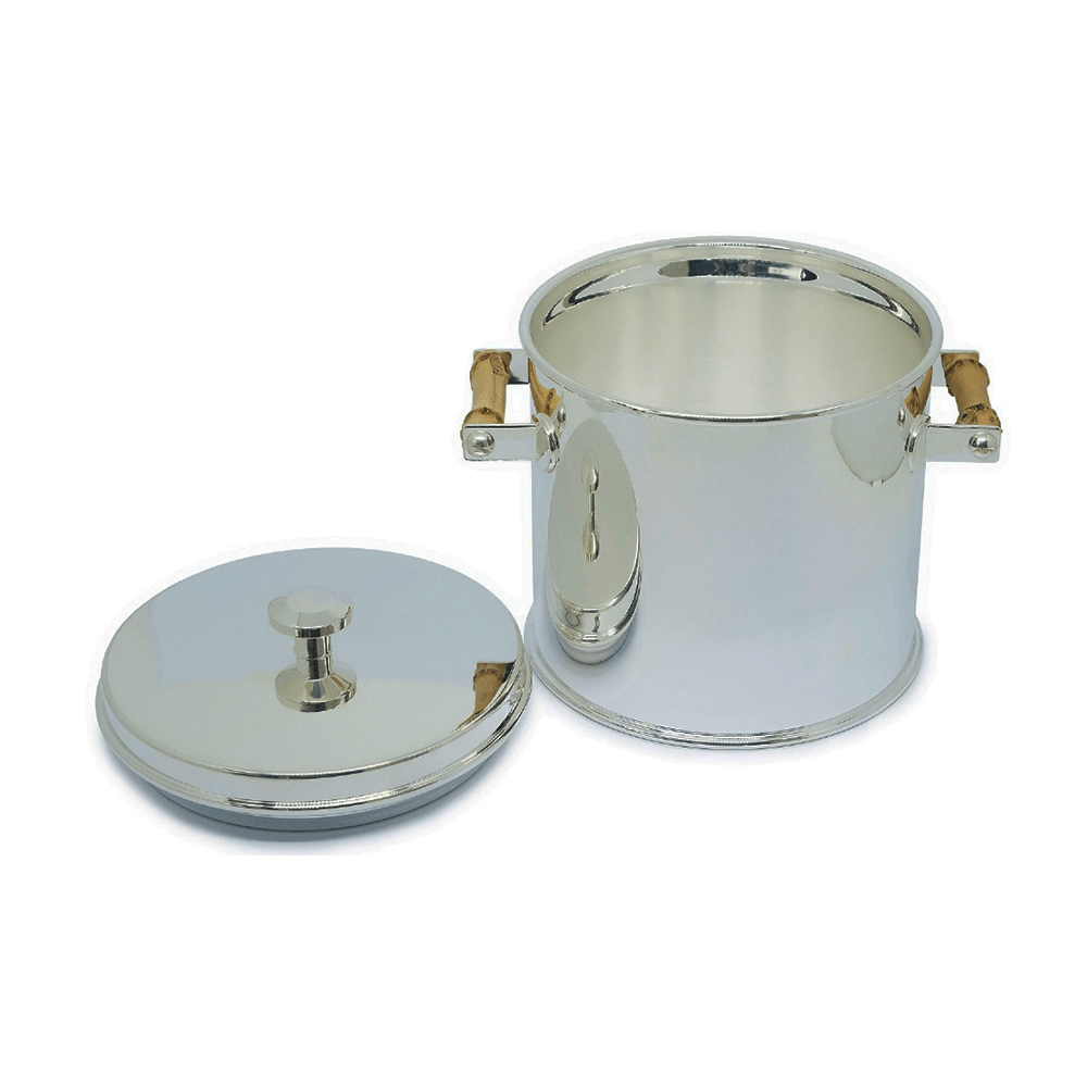 BALDE DE GELO ALÇA BAMBU DE PRATA 16CM