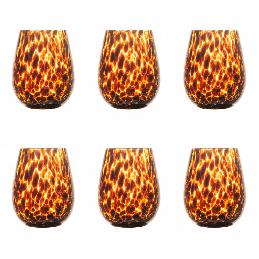 COPO LEOPARD DE VIDRO 500ML COM 6