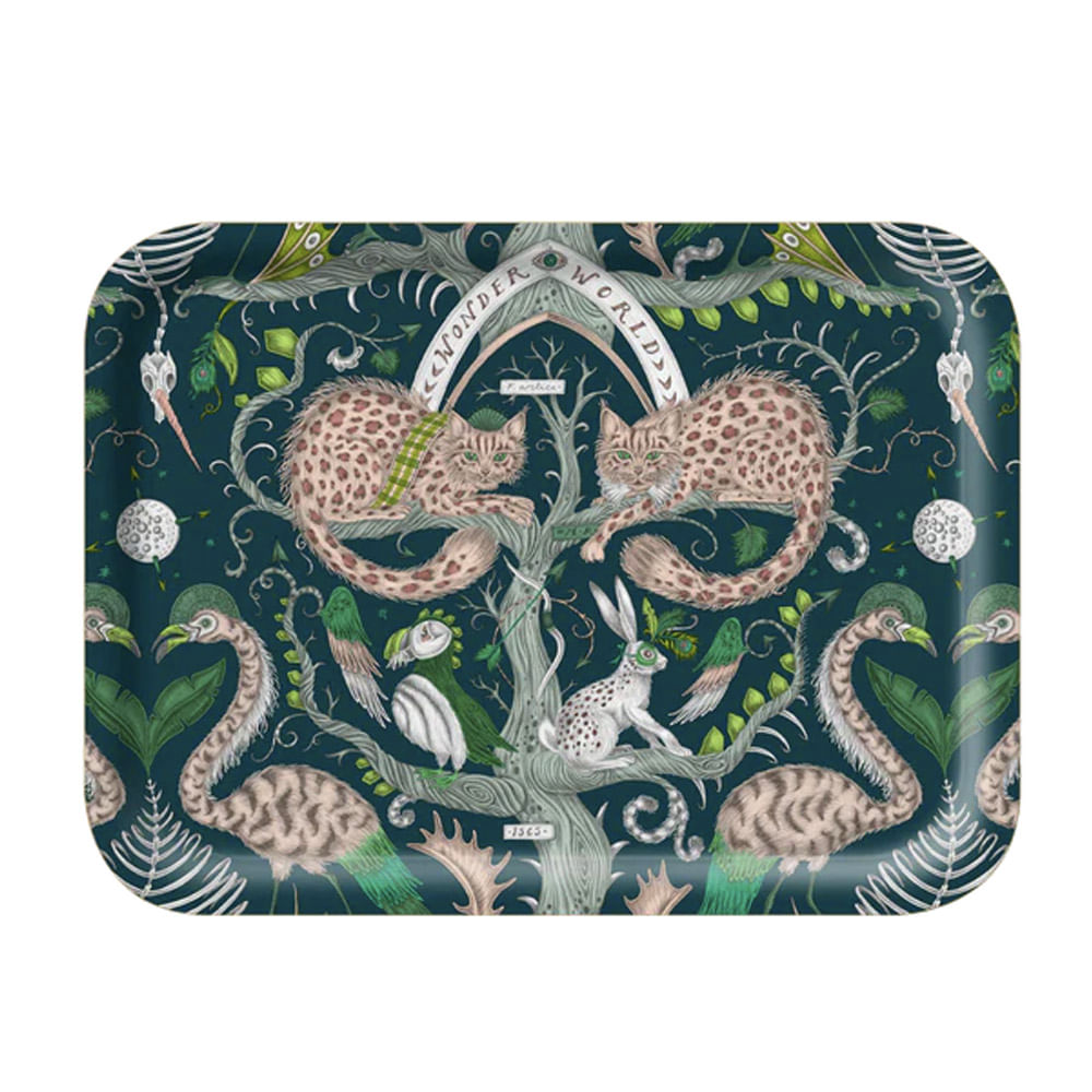 BANDEJA WONDER WORD TEAL DE MADEIRA ABDUL 27X20CM