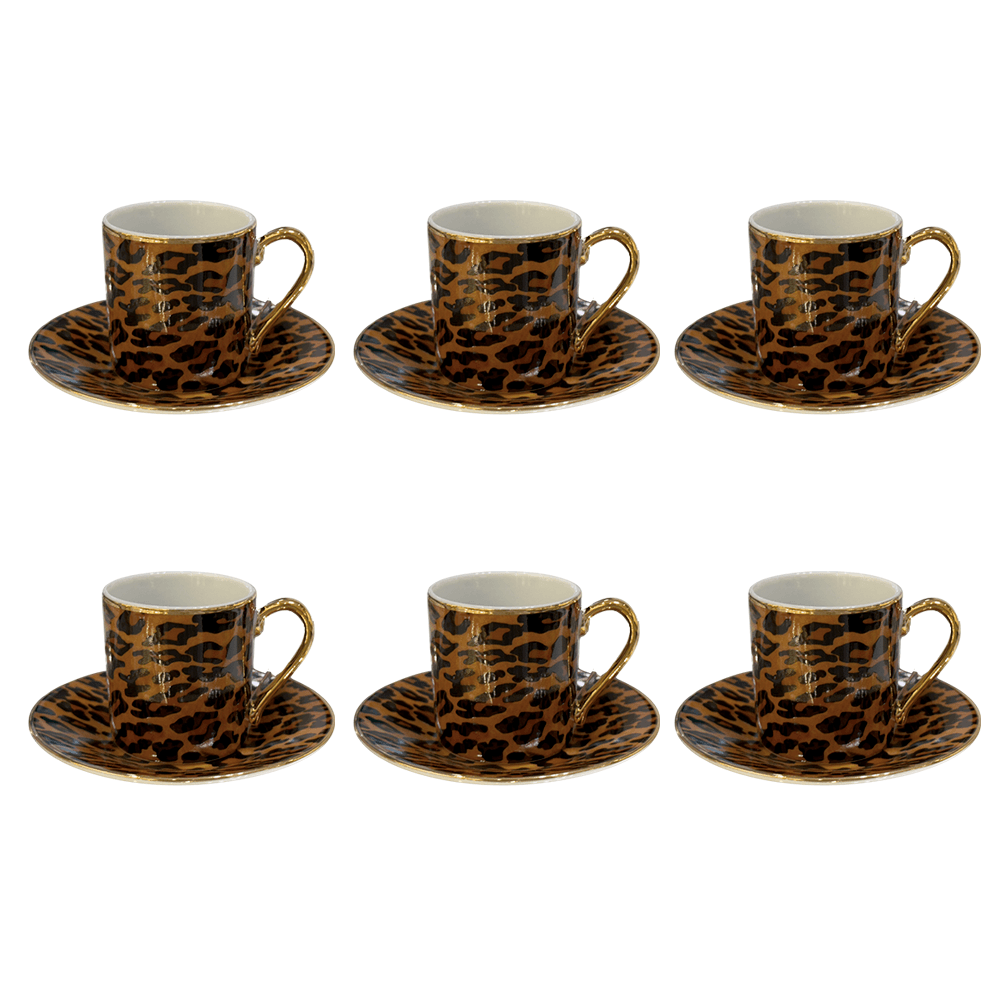 XÍCARA DE CAFÉ LEOPARDO DE CERÂMICA COM 6