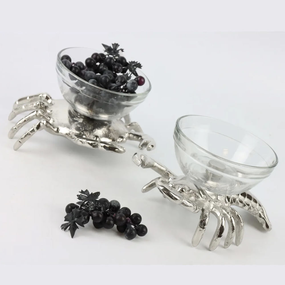 BOWL LAGOSTA DE VIDRO E METAL 10CM