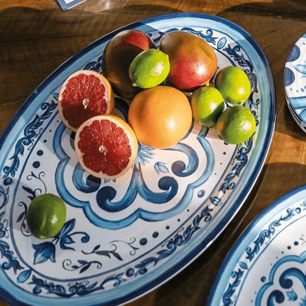 BANDEJA OVAL BLUES DE MELAMINA 35X25CM GUZZINI