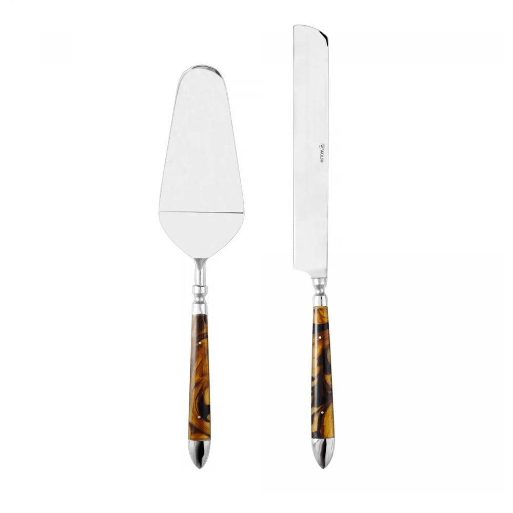 TALHERES PARA BOLO TORTOISE DE AÇO INOX COM 2