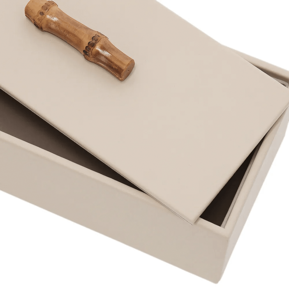 CAIXA EM MDF COM PUXADOR DE BAMBU 30X14CM