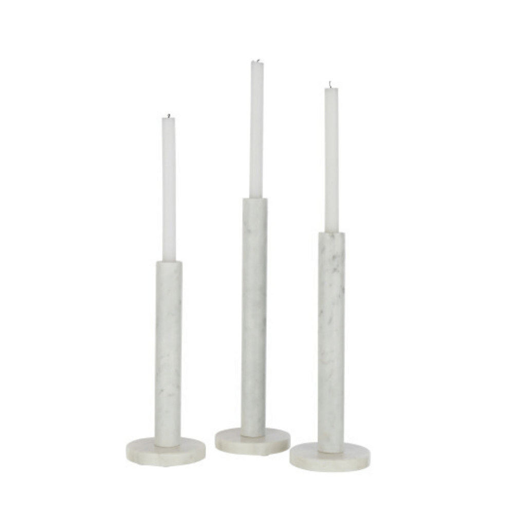 CASTIÇAL TUBE DE MÁRMORE 40CM COM 3