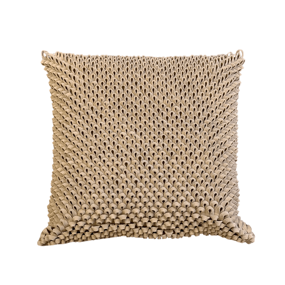 ALMOFADA TRESSE OURIÇO BEGE DE COURO 50X50CM