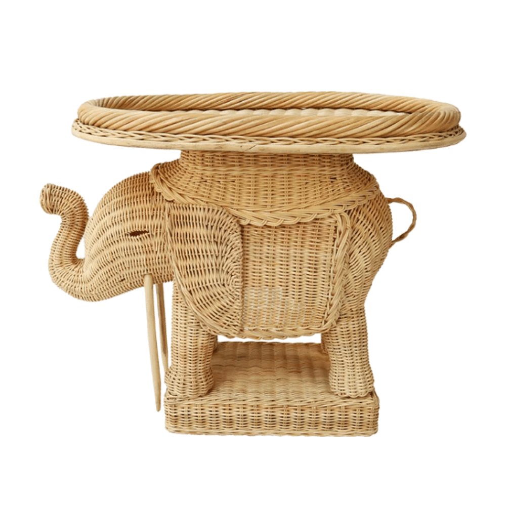 MESA LATERAL ELEFANTE DE RATTAN 62X43CM