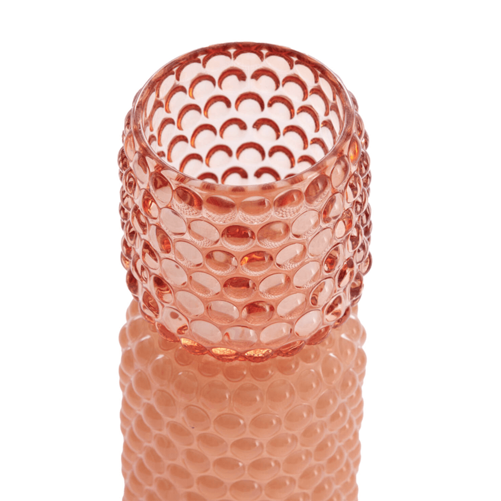 CASTIÇAL BUBLINI ROSA I DE VIDRO 16CM