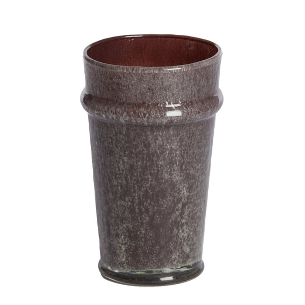 CASTIÇAL EVIRA MARROM DE VIDRO 15CM