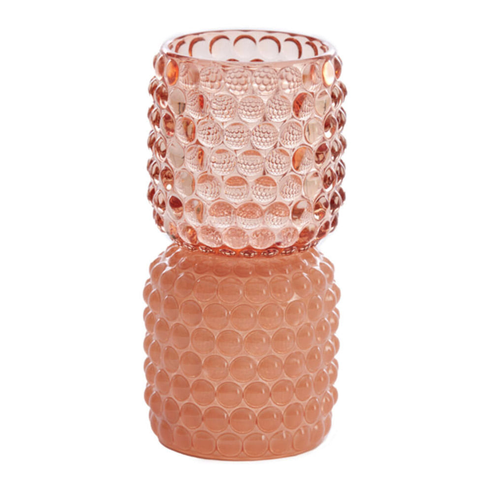 CASTIÇAL BUBLINI ROSA DE VIDRO 16CM