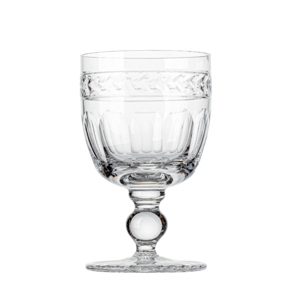 TAÇA DE ÁGUA LAPIDADA DE CRISTAL 415ML COM 6 MOZART