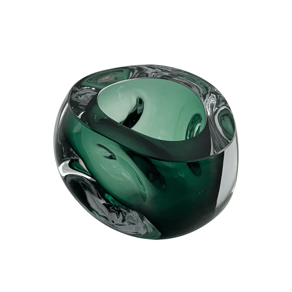 VASO REFÚGIO VERDE DE VIDRO 12CM
