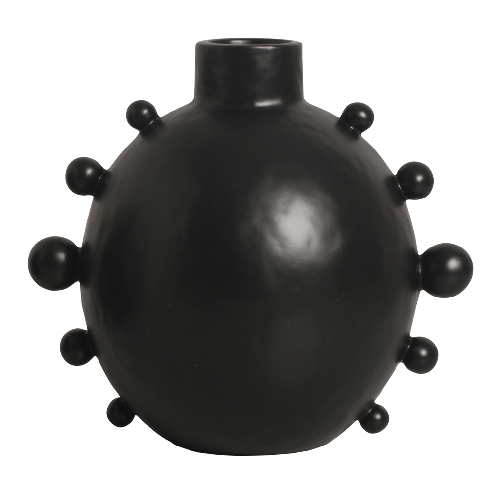VASO BOLINHA PRETO DE CERÂMICA 24CM