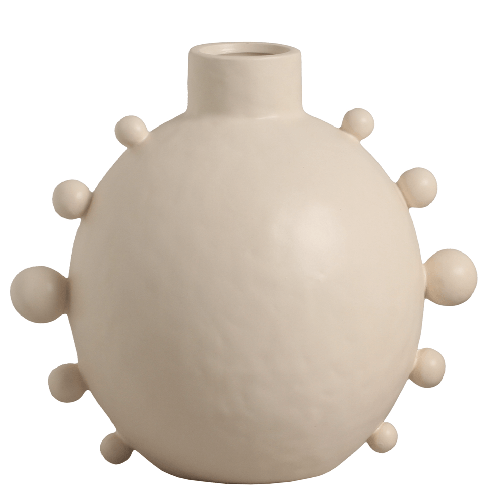 VASO BOLINHA OFF WHITE DE CERÂMICA 24CM