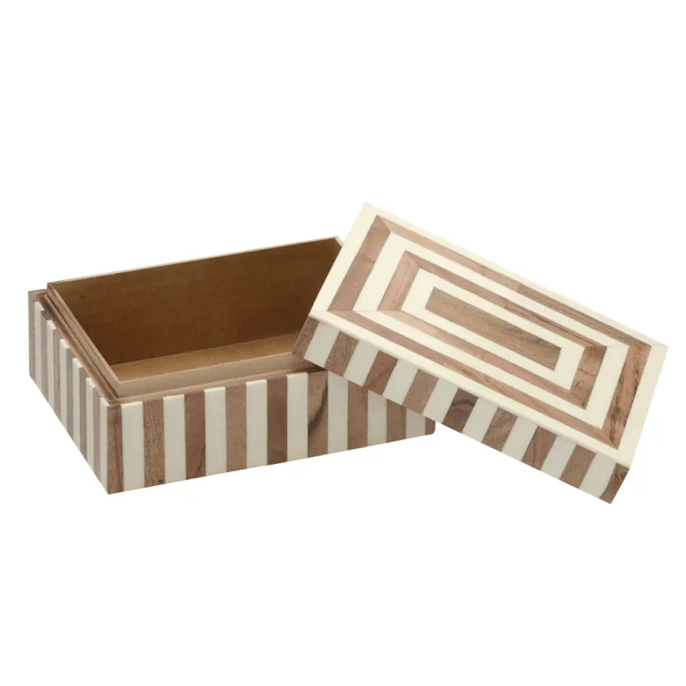 CAIXA DECORATIVA LINES DE MADEIRA 23X13CM