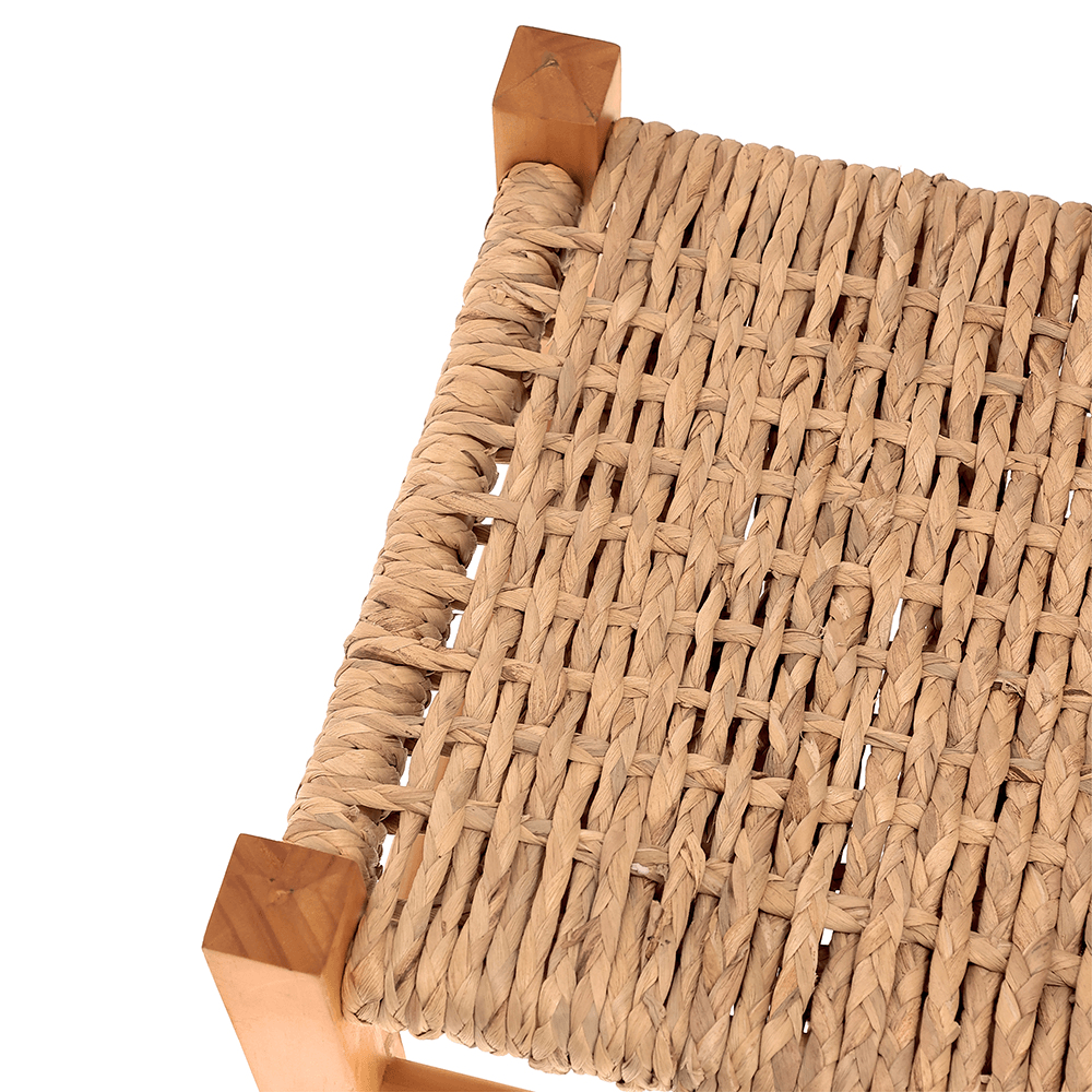 BANCO TRANÇADO DE FIBRA NATURAL E MADEIRA 41X36CM