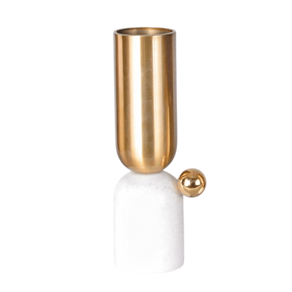 VASO HOURGOLD DE METAL E MÁRMORE 34CM