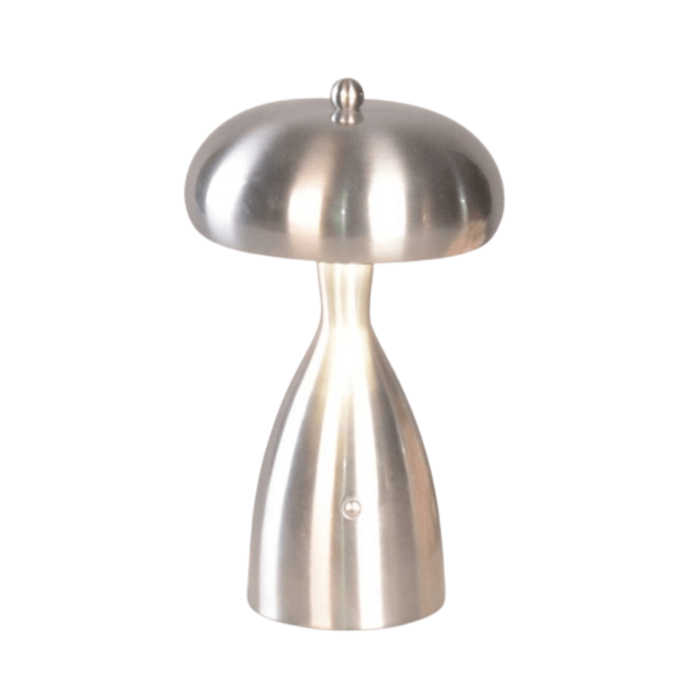 LUMINÁRIA COGUMELO PRATEADO DE METAL 27CM