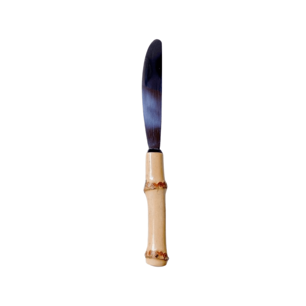 FACA DE SOBREMESA DE BAMBU E AÇO INOX COM 6