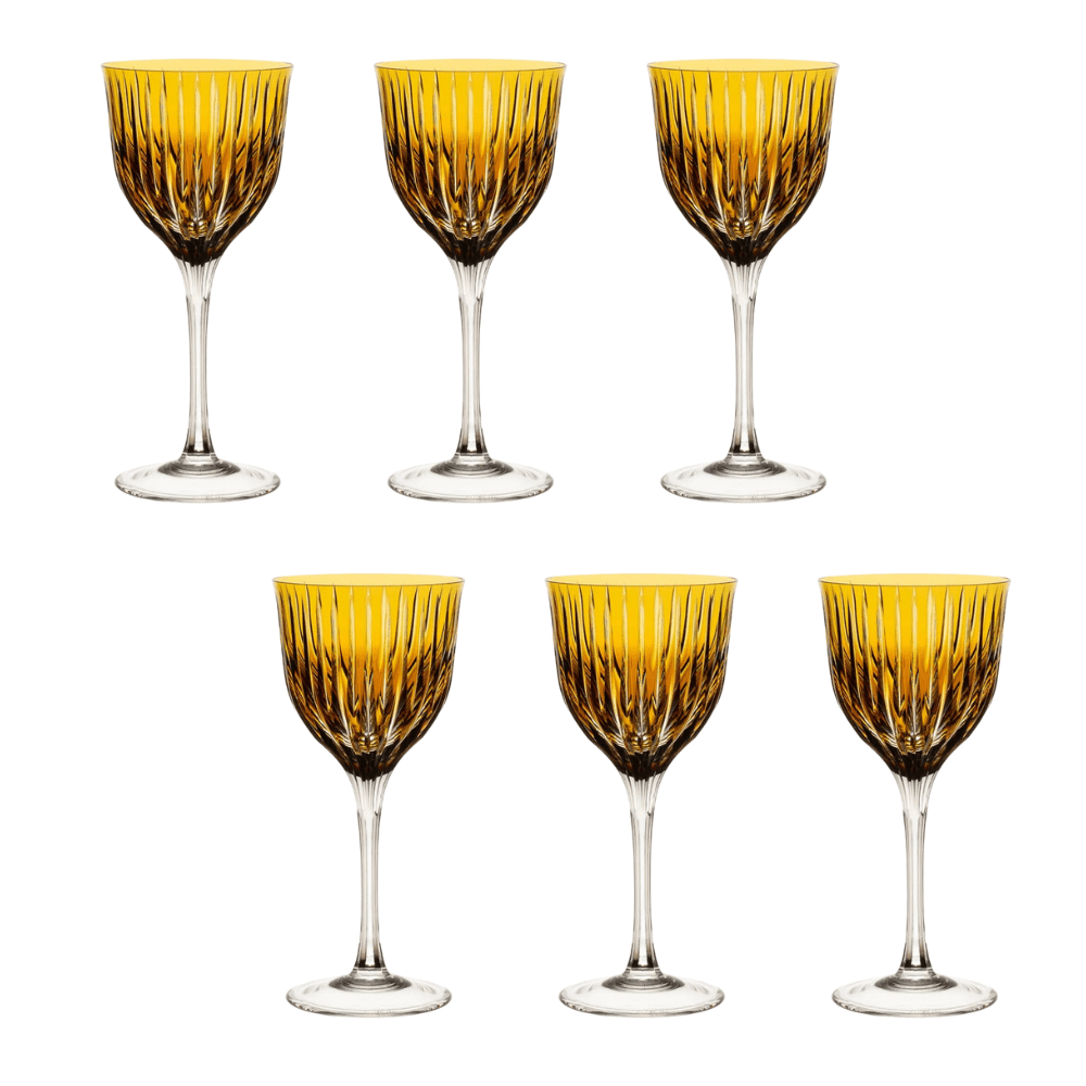 TAÇA DE AGUA SEPIA DE CRISTAL 520ML COM 6 STRAUSS