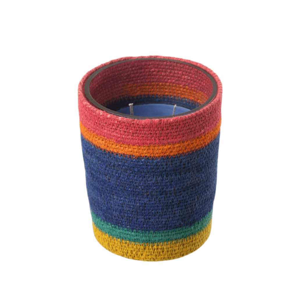 PORTA VELA BORDADO COLORIDO DE FIBRA SINTÉTICA 16CM