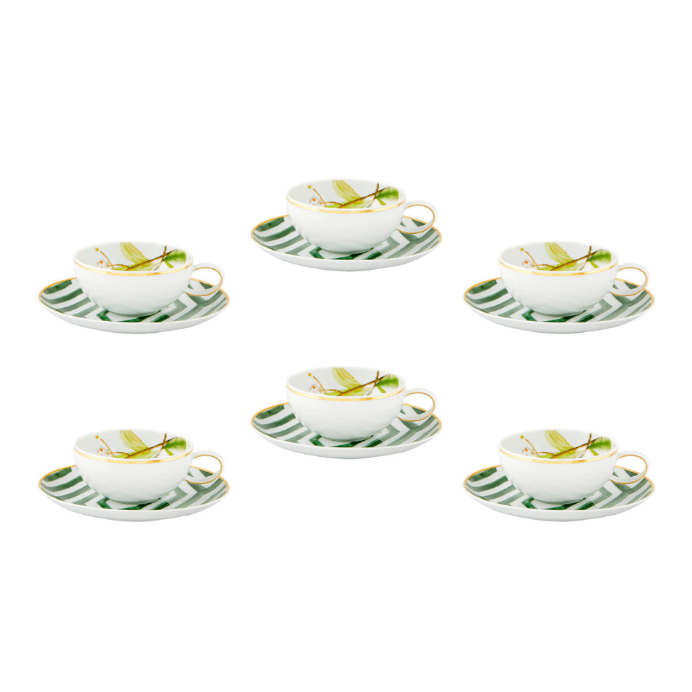 XÍCARA DE CHÁ AMAZÔNIA DE PORCELANA COM 6 VISTA ALEGRE