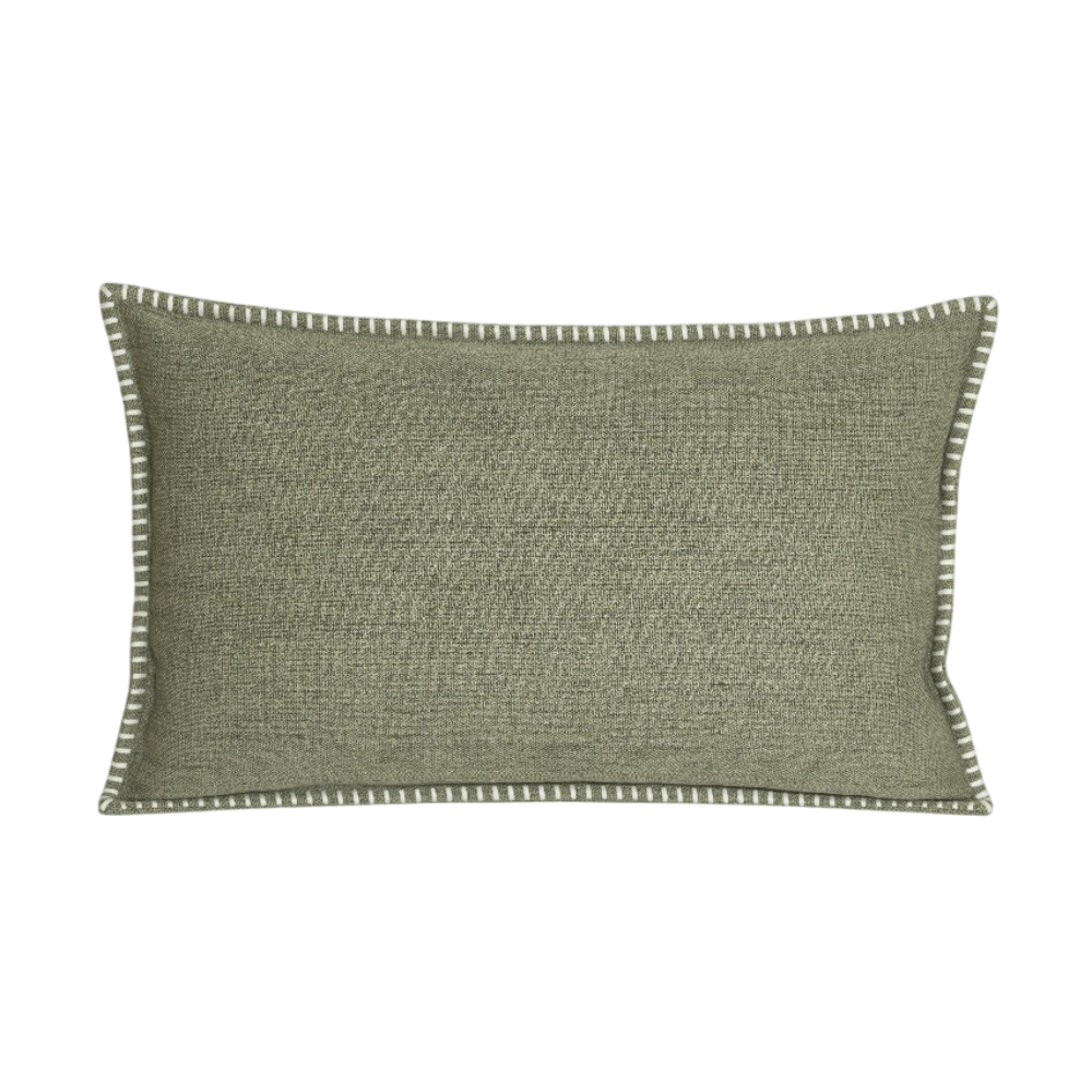 ALMOFADA BORDADO CASEADO VERDE DE POLIÉSTER 35X55CM