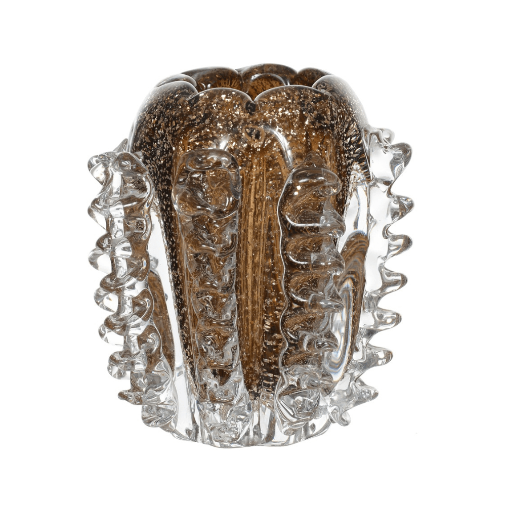 VASO MAVES MARROM DE VIDRO 14CM