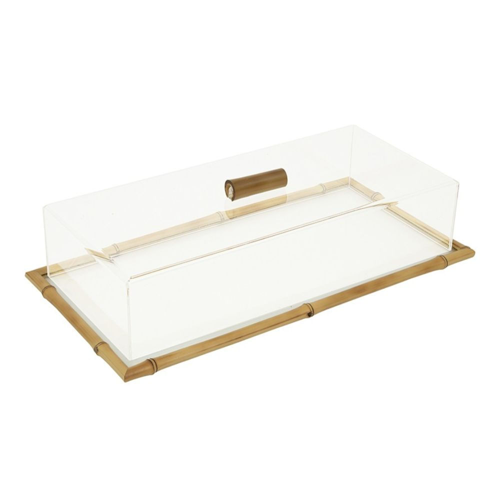 TÁBUA DE FRIOS DE VIDRO COM CÚPULA DE ACRÍLICO 31CM