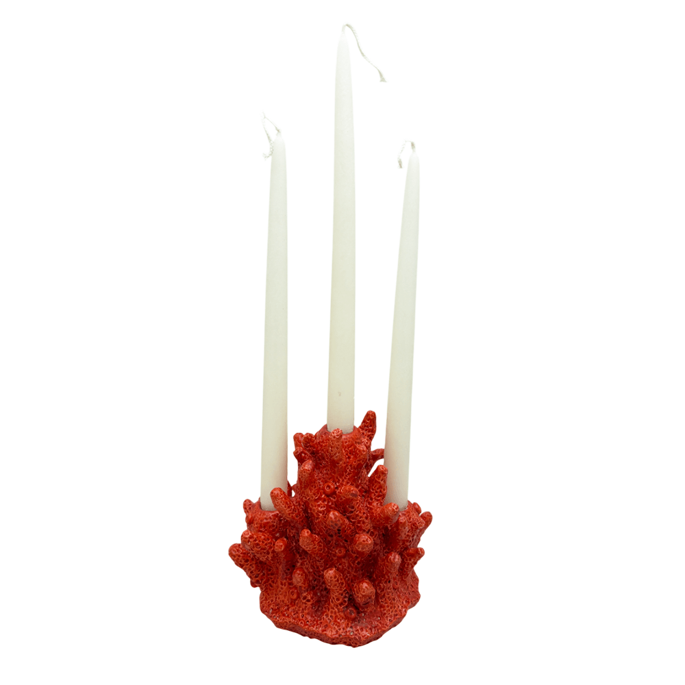 CASTICAL CORAL PARA 3 VELAS DE CERÂMICA 19CM