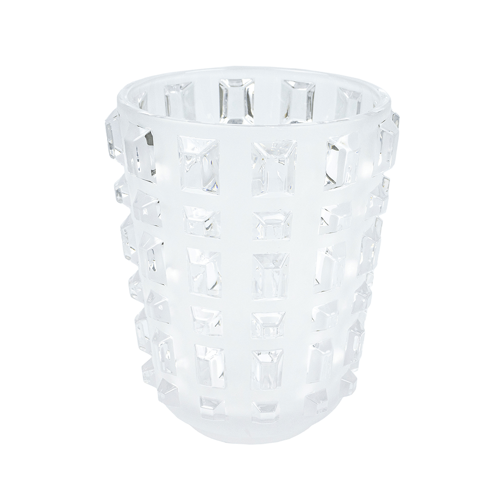 VASO PRISMA FOSCO DE VIDRO 21CM