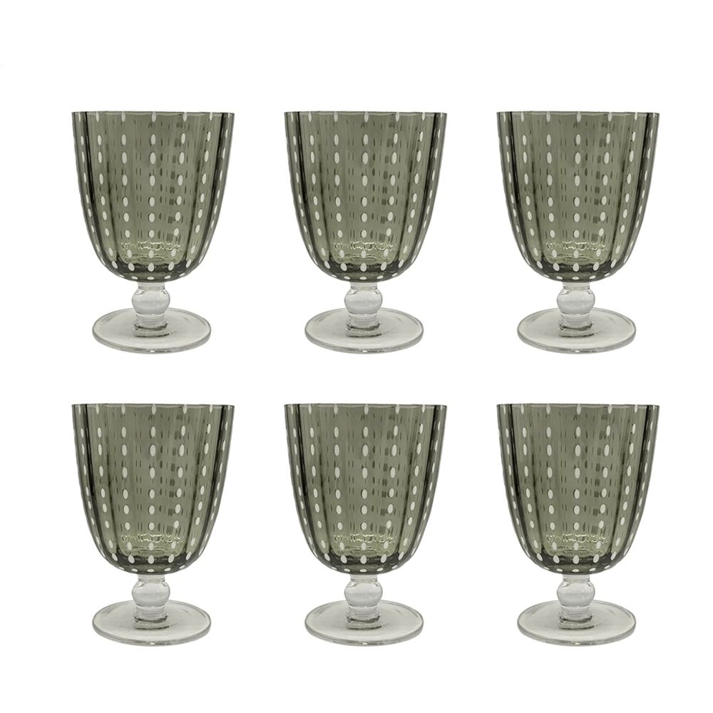 TAÇA POINT VERDE DE VIDRO COM 6