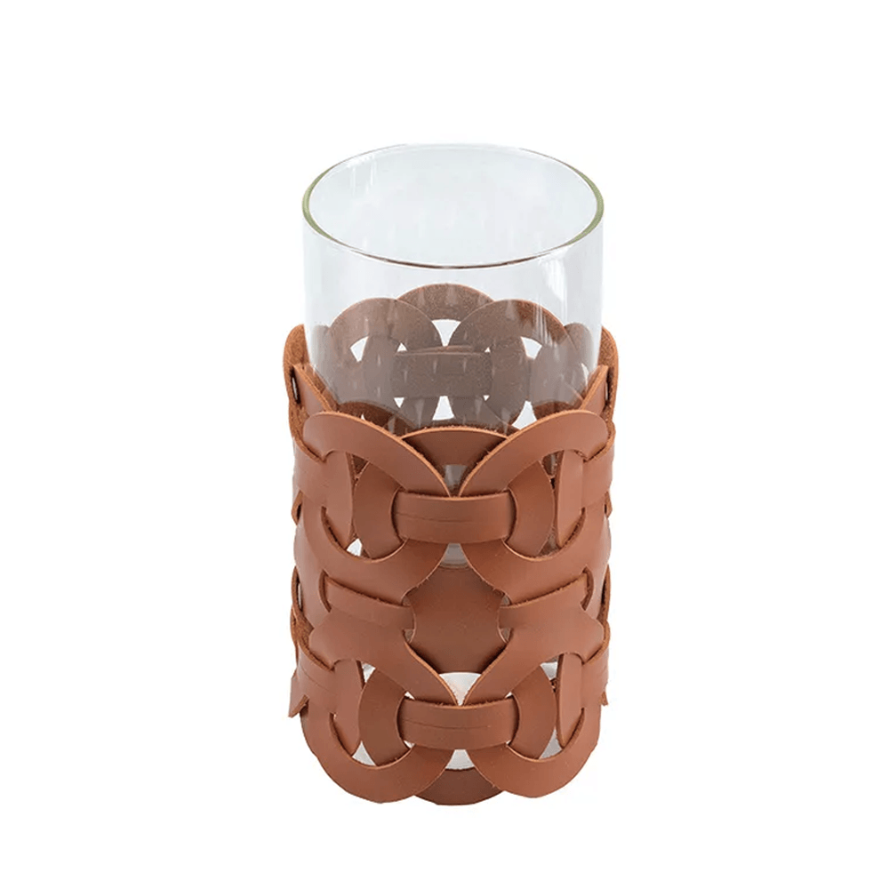 VASO TRAMA COURO DE VIDRO 20CM