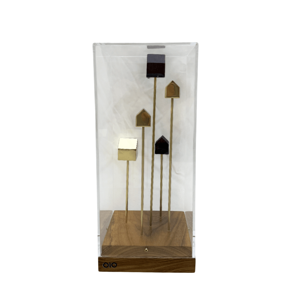 PALAFITA DE LATÃO COM ACRÍLICO 28X13CM