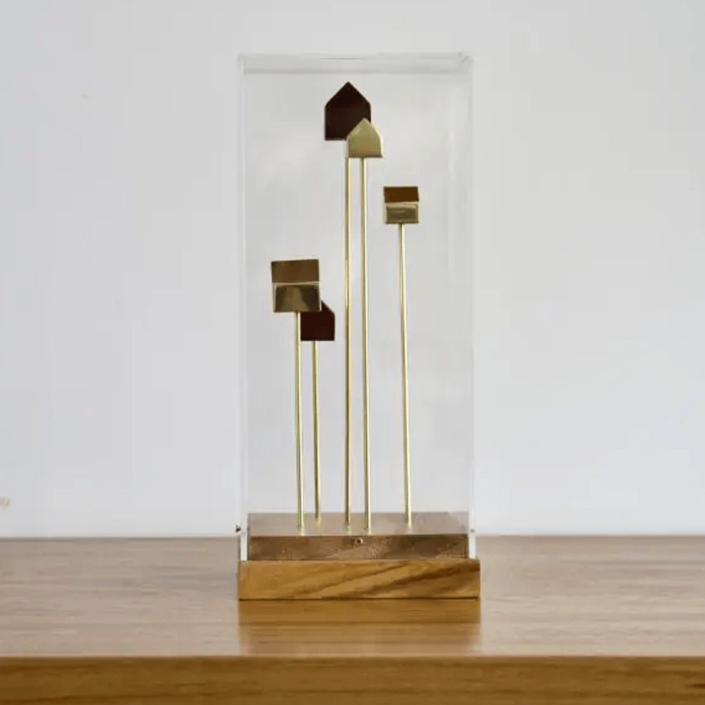 PALAFITA DE LATÃO COM ACRÍLICO 28X13CM