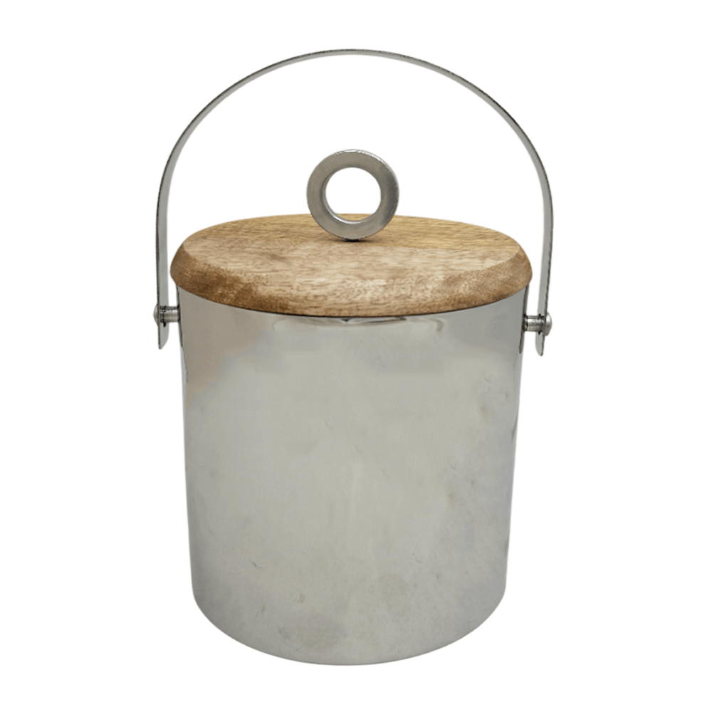 BALDE DE GELO FLORAR TAMPA DE MADEIRA DE AÇO INOX 1500ML