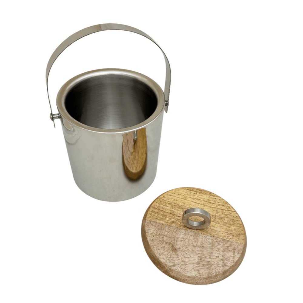 BALDE DE GELO FLORAR TAMPA DE MADEIRA DE AÇO INOX 1500ML
