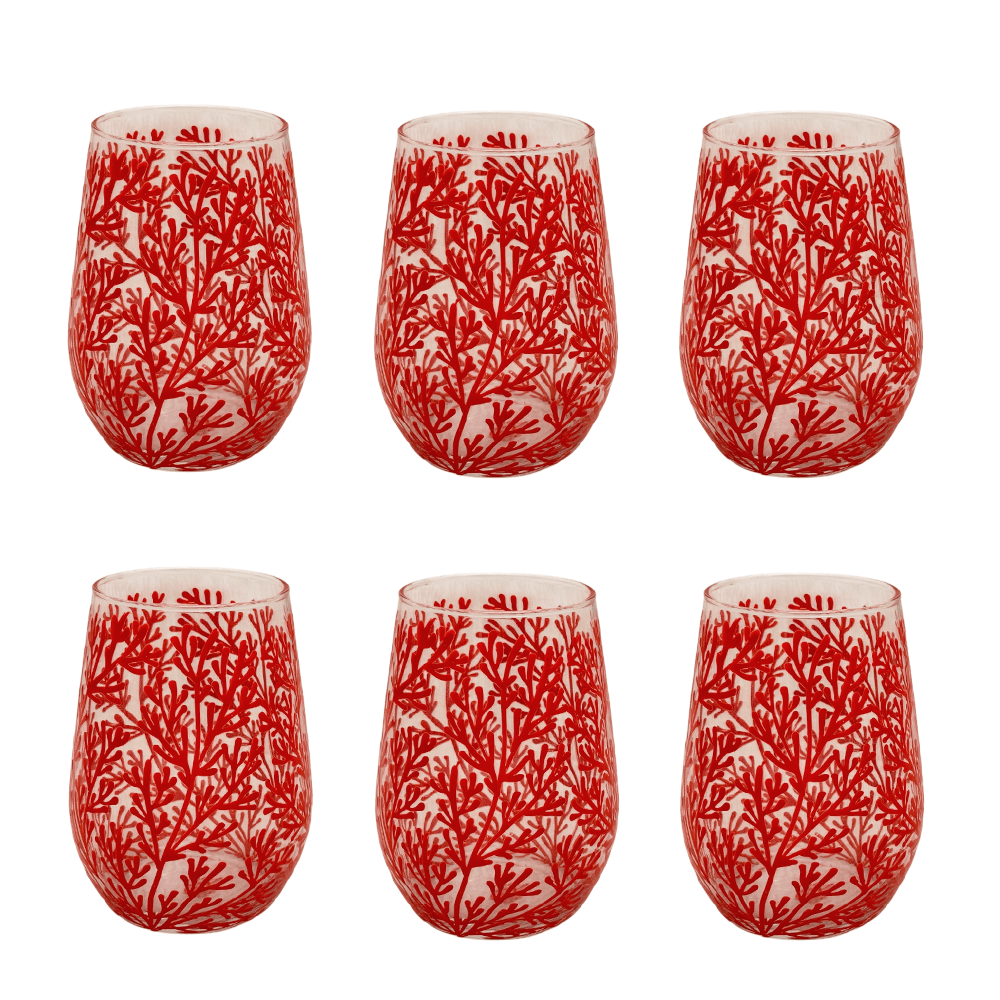 COPO DUBAI ALTO DE VIDRO CORAL COM 6