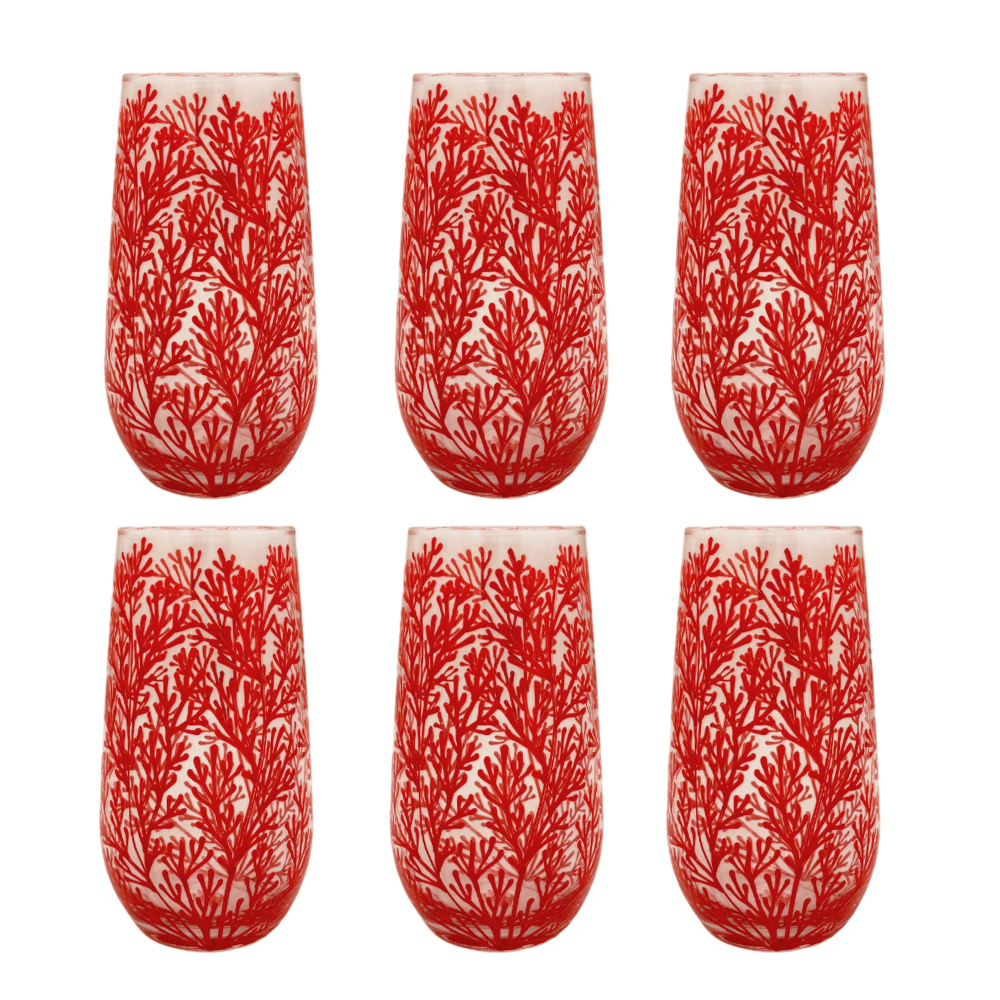 COPO BAIXO DUBAI DE VIDRO CORAL COM 6