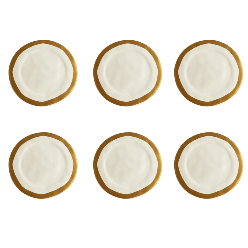 PRATO RASO FILETE AMASSADA DE CERÂMICA COM 6